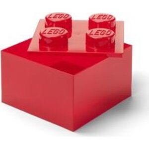 LEGO úložný box s víkem, průhledně červený