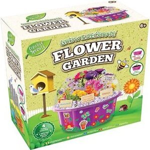 Grow & decorate vypestuj si kvety, 4 druhy sadeníc, s doplnkami, v PVC kvetináči, v krabičke