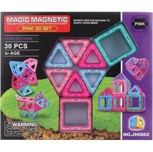 Lamps Magnetická stavebnica 30 ks ružová