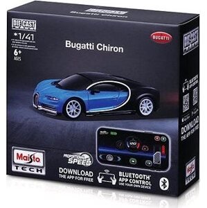Maisto Die-Cast Metal so svetlami 1 : 41, Bugatti Chiron modro-čierne, 2,4 GHz, USB, XTR