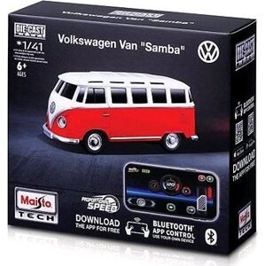 Maisto Die-Cast Metal so svetlami 1 : 41, Volkswagen Van Samba červené, 2,4 GHz, USB, XTR