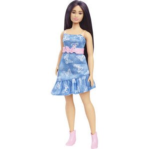 Barbie Fashionistas modelka s modrými šatami