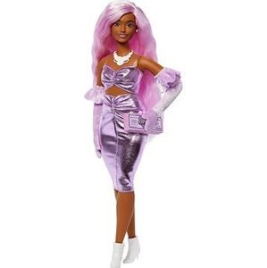 Barbie deluxe modelka s metalickými šatami