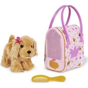 Psík hnedý v kabelke Pink Crown Glam Bag