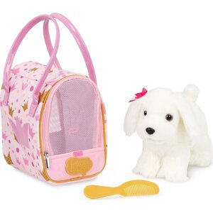 Psík biely v kabelke Pink Crown Glam Bag