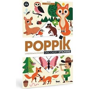 POPPIK Vzdelávací samolepkový plagát Lesné zvieratá