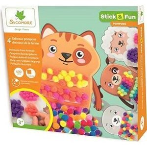 Sycomore Stick&Fun Zdobenie brmbolcami – Hospodárske zvieratá 4 ks