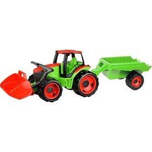 Lena Traktor s lyžicou a s vozíkom, červeno-zelený