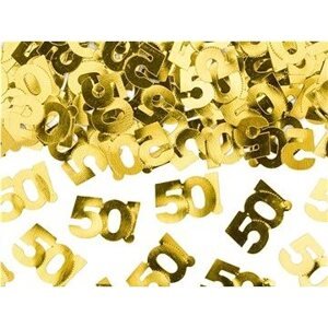 Metalické konfety číslo 50 – zlaté – 15 g