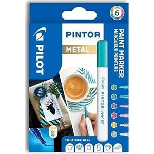 Akrylový popisovač Pilot Pintor, Extra Fine, sada 6 ks, Metal