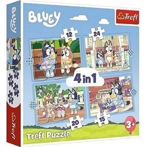 Trefl Puzzle Bluey a jej svet 4 v 1 (12,15, 20, 24 dielikov)