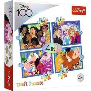 Trefl Puzzle Disney 100 rokov Disneyho veselý svet 4 v 1 (35, 48, 54, 70 dielikov)