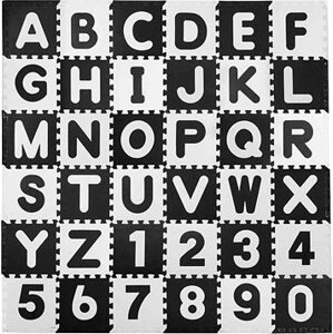 Ricokids Penová podložka, puzzle 36 ks, 30 × 30 cm, písmená, čierna