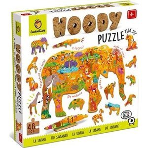 Ludattica Woody Savana, drevené puzzle, 48 dielikov