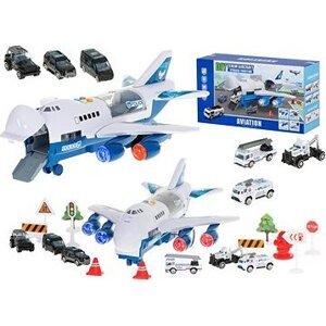 Lietadlo Transporter + 6 áut polície bočné/predné
