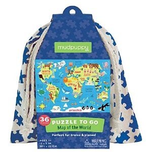 Mudpuppy Puzzle na cesty – Mapa sveta 36 dielikov