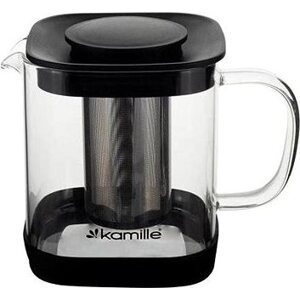 Kamille Sklenená kanvica na čaj s antikorovým sitkom 1000 ml, hranatá