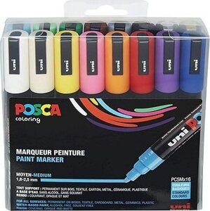 UNI PAINT Posca PC-5M, súprava 16 ks, 1,8 – 2,5 mm