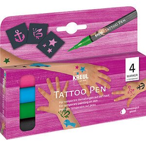 KREUL Tattoo Pen tetovacie fixky, motívy kotva, hviezda, motýľ – sada 4 ks
