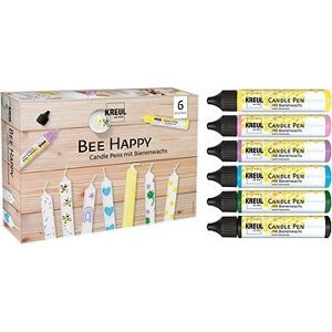 KREUL CANDLE PEN BEE HAPPY voskové perá na maľovanie sviečok, 6 ks