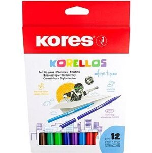 KORES KORELLOS detské, tenký hrot, 12 farieb