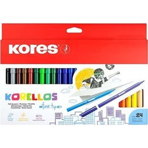 KORES KORELLOS detské, tenký hrot, 24 farieb
