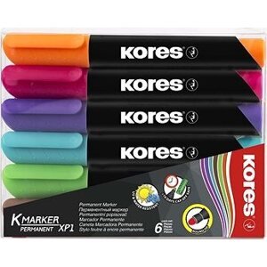 KORES K-MARKER permanentný silný – sada 6 farieb