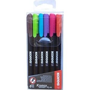 KORES K-MARKER permanentný na CD, tenký – sada 6 farieb