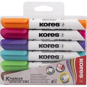KORES K-MARKER na biele tabule a flipcharty – súprava 6 farieb