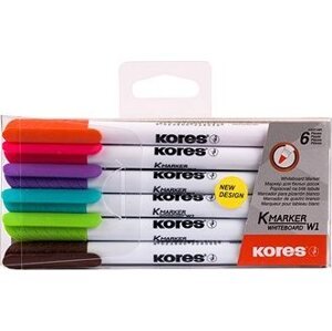 KORES K-MARKER na biele tabule, tenký – sada 6 farieb