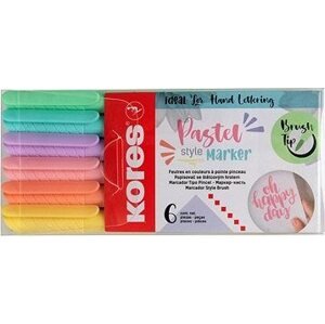 KORES Pastel Style, so štetcovým hrotom, 6 farieb
