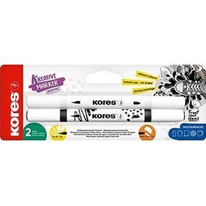 KORES akrylové, obojstranný hrot 2 v 1 (štetcový a kónický) – sada 2 farieb