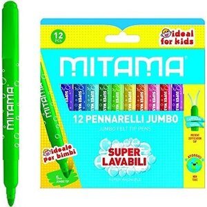 MITAMA JUMBO, umývateľné, 5 mm, okrúhle – sada 12 farieb