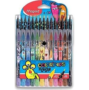 MAPED Color´Peps Monster, 12 farieb + 15 ks pasteliek