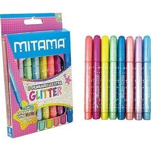 MITAMA se třpytkami JUMBO, 5 mm, kulaté - sada 8 barev