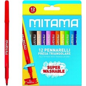 MITAMA omyvatelné, 3 mm, trojhranné - sada 12 barev