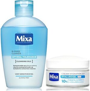 MIXA Hyalurogel rich cream + odličovač očí súprava 175 ml