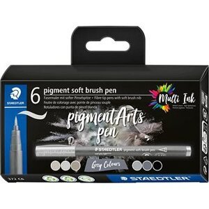 STAEDTLER 371 Brush marker Grey, 6 ks