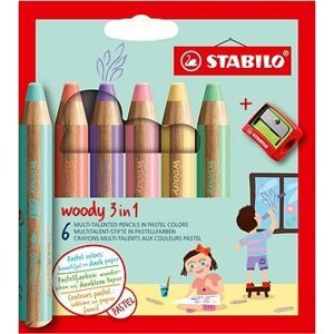 STABILO woody 3 v 1, 6 farieb so strúhadlom