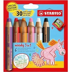STABILO woody 3 in 1 Anniversary Edition Jednorožec – 6 ks so strúhadlom