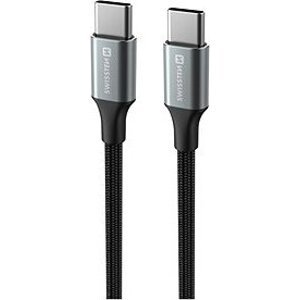 Swissten dátový kábel Textile II USB-C/USB-C 1,5 m čierny
