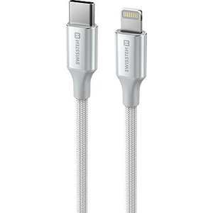 Swissten dátový kábel Textile II USB-C/Lightning 1,5 m biely