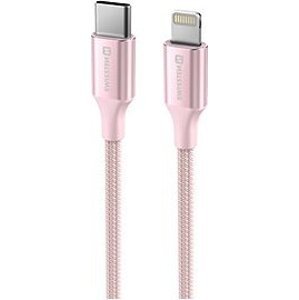 Swissten dátový kábel Textile II USB-C/Lightning 1,5 m ružový