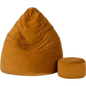 TopKing Sedací vak XXXXL + podnožník XL velúr, hnedý