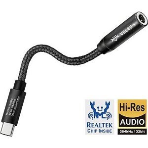 Veles-X Hi-Res DAC audio adaptér – Realtek Chip 384 kHz/32 bit, USB-C na 3,5 mm jack